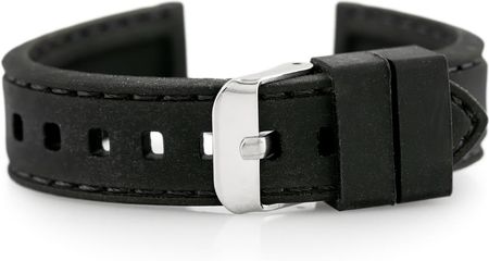 Tayma Pasek gumowy do zegarka - przeszywany czarny 18mm (TAYMA10367)