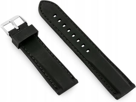 Tayma Pasek gumowy do zegarka - przeszywany czarny 24mm (TAYMA10370)