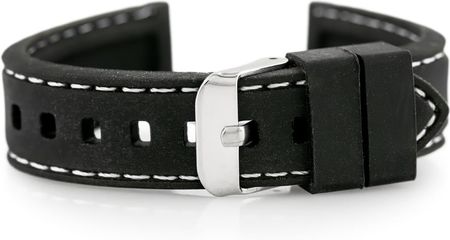 Tayma Pasek gumowy do zegarka - przeszywany czarny/białe 18mm (TAYMA10371)
