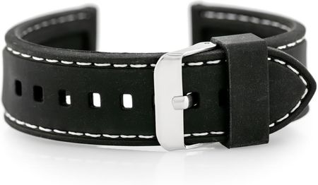 Tayma Pasek gumowy do zegarka - przeszywany czarny/białe 22mm (TAYMA10373)