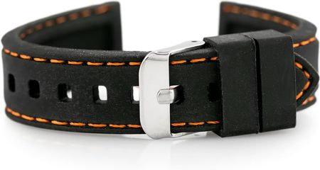 Tayma Pasek gumowy do zegarka - przeszywany czarny/pomarańczowe 18mm (TAYMA10375)