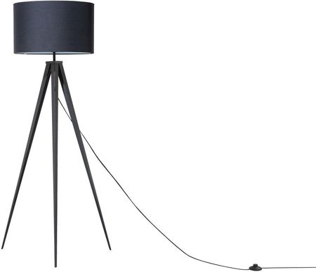 Beliani Lampa podłogowa trójnóg metalowa z tekstylnym czarnym kloszem Stiletto