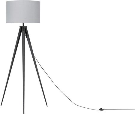 Beliani Lampa podłogowa trójnóg metalowa z tekstylnym szarym kloszem Stiletto