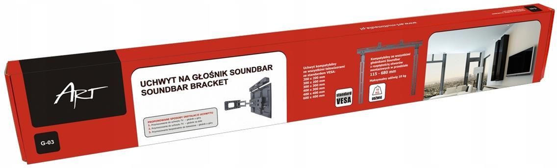 ART Uchwyt do głośników soundbar Czarny G03 - zdjęcie 9 ART Uchwyt do głośników soundbar Czarny G03