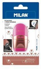 Milan Temperówka + Gumka Capsule Copper Różowa