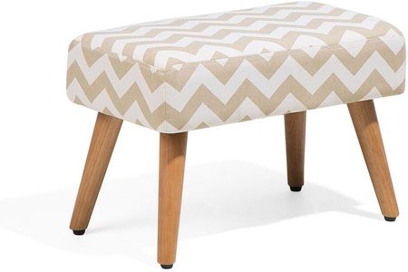 Beliani Retro stołek podnóżek bawełniany prostokątny zygzak drewniane nóżki brązowy Takoma