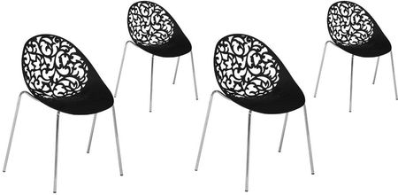 Beliani Zestaw 4 krzeseł do jadalni ażurowe siedzisko metalowe nóżki czarny Mumford