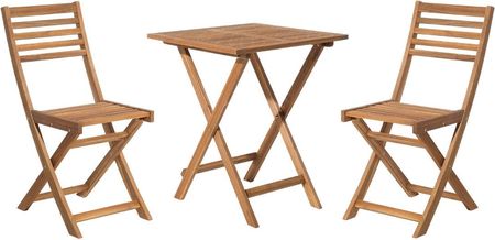 Beliani Składany zestaw mebli balkonowych drewno akacjowe brąz 2 krzesła stolik Fiji