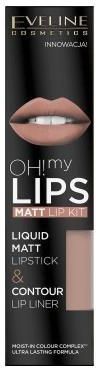 Eveline Oh!my Lips Matt Kit Płynna pomadka + Konturówka 01 Netural Nude