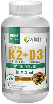 Wish Witamina K2 MK-7 100mcg + D3 2000IU 50mcg 60 kaps