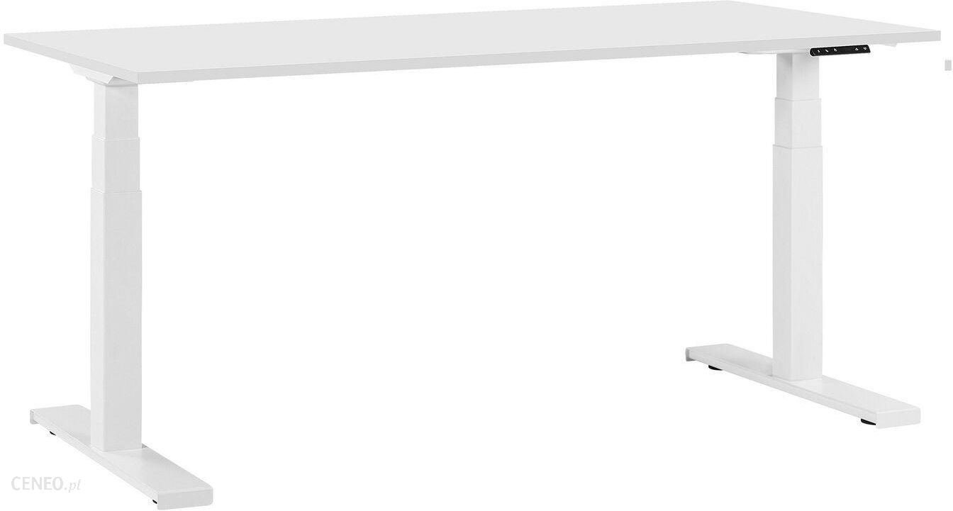 „Beliani“ stalas baltas, 180 x 80 cm, elektra reguliuojamas pakėlimas