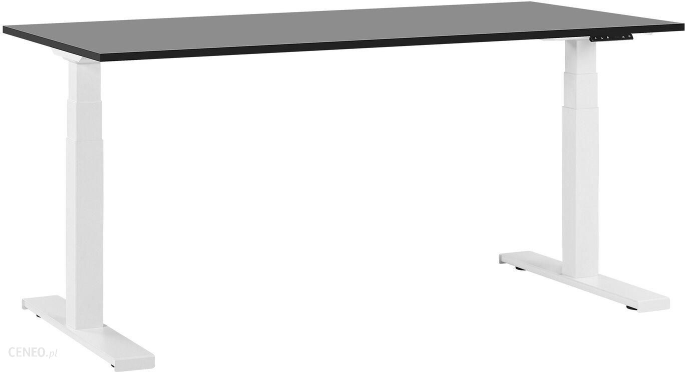 „Beliani“ rašomasis stalas juodai baltas, 180 x 80 cm, elektra valdomas pakėlimas