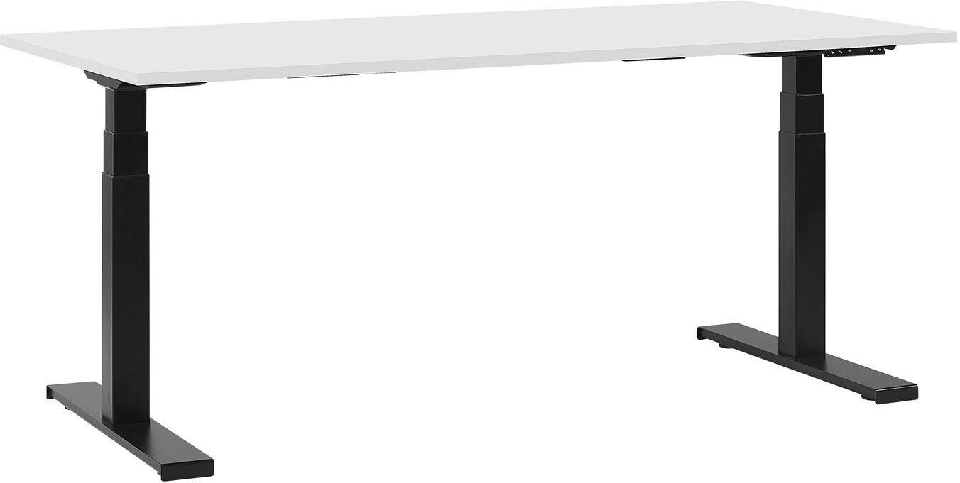 Beliani Biurko Biało Czarne 180 X 80 cm Regulowane jak wykonac stelaz do biurka siedzaco stojacego forum