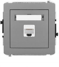 Karlik Deco mechanizm gniazdka komputerowego pojedynczego 1xRJ45 kat. 6 8-stykowy szary mat 27DGK3