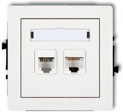 Karlik Deco mechanizm gniazdka telefonicznego 1xRJ11 + komputerowego 1xRJ45 kat.5e 8-stykowy biały mat 25DGTK