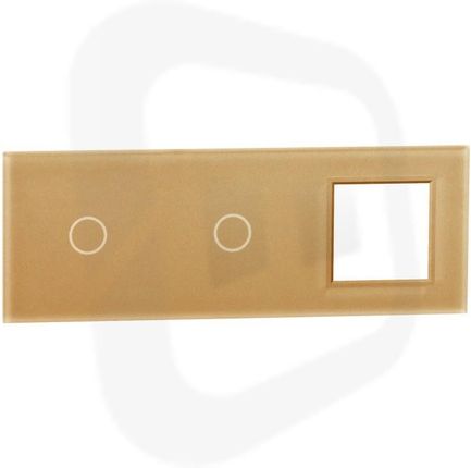 Livolo ramka 3-krotna szklana z miejscem na dwa włączniki dotykowe pojedyncze oraz gniazdo (1+1+G) moduł złoty 7011G63