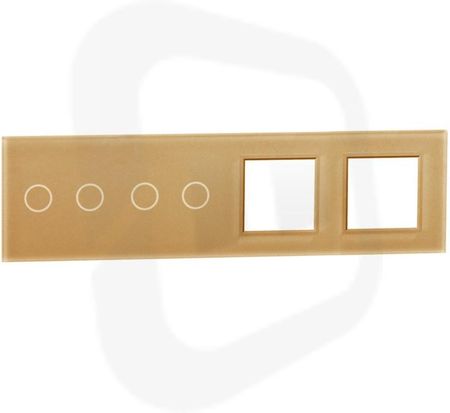 Livolo ramka 4-krotna szklana z miejscem na dwa włączniki dotykowe podwójny moduł złoty 702GGG63