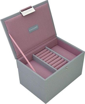 Stackers Pudełko Na Biżuterię Podwójne Mini Szaro-Różowe (73652)