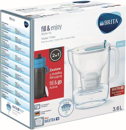 BRITA Style XL 3,6l niebieski + butelka Active z filtrem niebieska