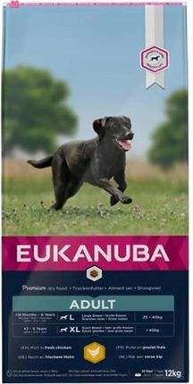 Eukanuba Dla dorosłych psów dużych ras bogata w świeżego kurczaka 12kg