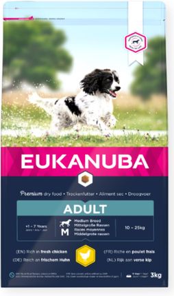 Eukanuba Dorosłe psy średnich ras świeży kurcza 15kg