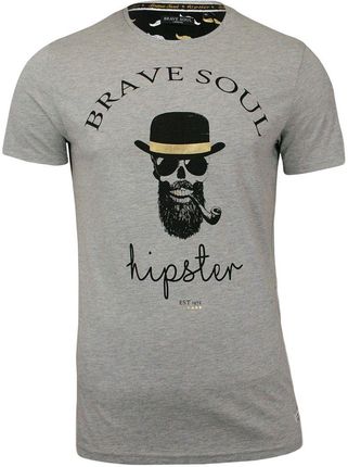 T-Shirt męski (koszulka) - Brave Soul - Hipster z Fajką w Kapeluszu TSBRSSS18MIDASgrey
