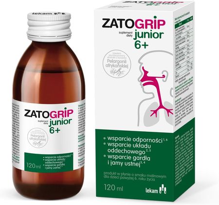 Zatogrip Junior 6+ malinowy syrop 120 ml