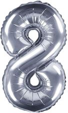 Zdjęcie Partydeco Balon Foliowy Cyfra 8 35cm Srebrny (Fb10M8018) - Górzno