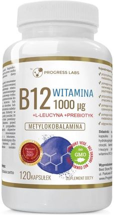 Progress Labs Witamina B12 1000 µg Metylokobalamina+ Prebiotyk 120 kaps