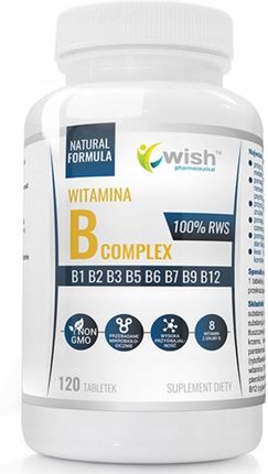WISH Witamian B Complex B1 B2 B3 B5 B6 B7 B9 B12 + Probiotyk 120 kaps