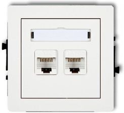Karlik Deco Mechanizm Gniazda Komputerowego Podwójnego 2xRJ45 Kat.5E 8-Stykowy Biały Mat 25DGK2