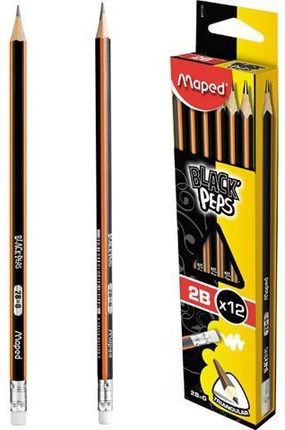 Maped Ołówek Z Gumką Blackpeps 2B (12Szt)