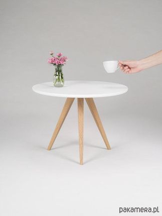 Okrągły biały stolik kawowy styl skandynawski Ø 60 wys. 45,5 grubość* cm