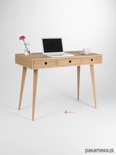 Mo Woodwork Drewniane dębowe biurko z szufladami