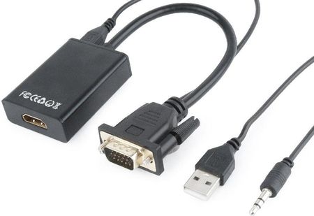 Gembird Adapter VGA/HDMI/Audio Czarny 0,15m (AVGAHDMI01)