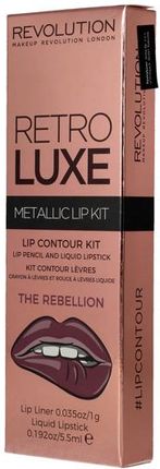 Makeup Revolution Retro Luxe Lip Kit Metallic Zestaw do malowania ust The Rebellion