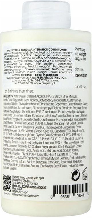 Olaplex No.5 Bond Maintenance Conditioner Odżywka regenerująco-odbudowująca 250ml - zdjęcie 1 Olaplex No.5 Bond Maintenance Conditioner Odżywka regenerująco-odbudowująca 250ml