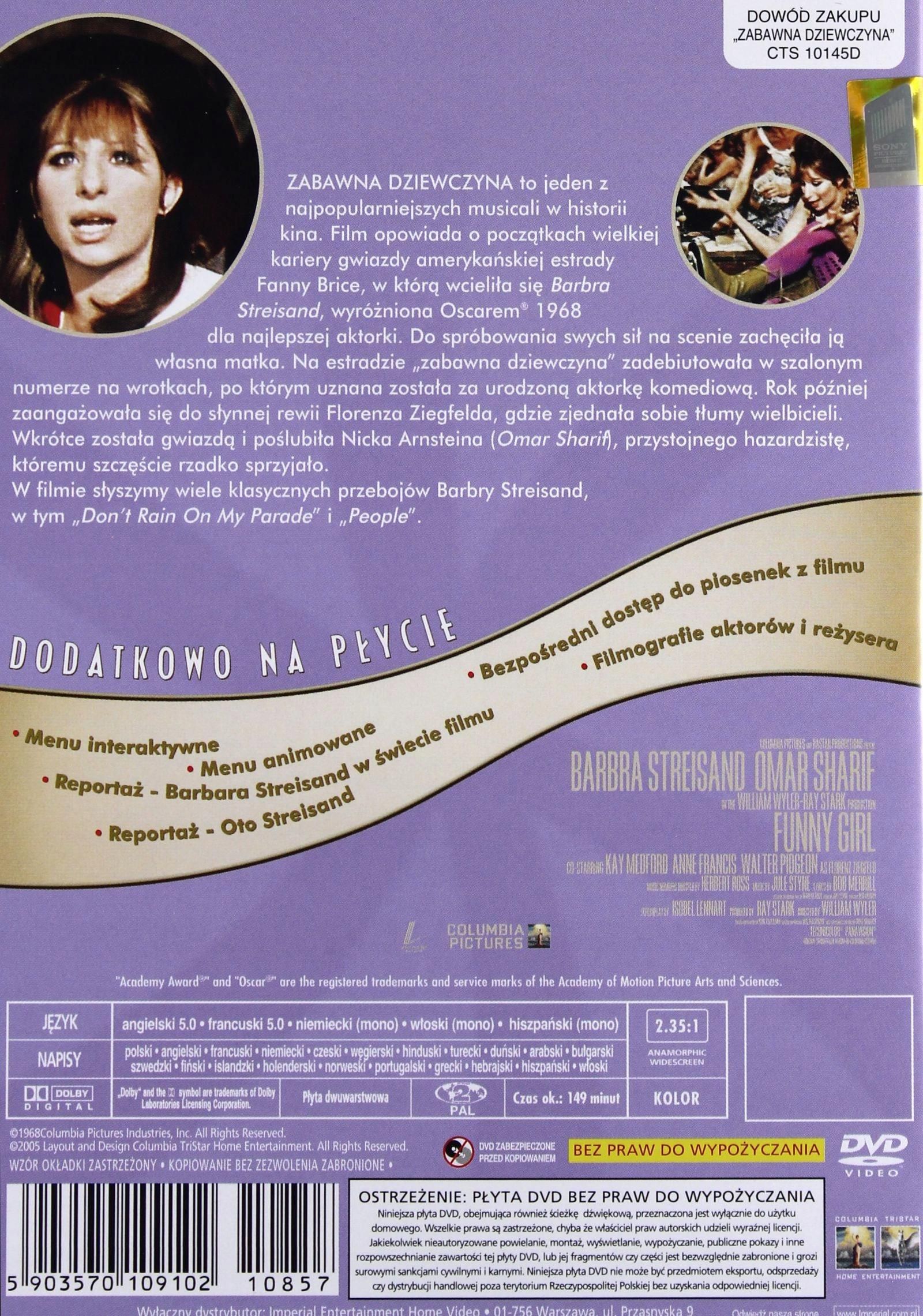 Film DVD zabawna Dziewczyna (Funny Girl) (DVD) Ceny i opinie Ceneo.pl