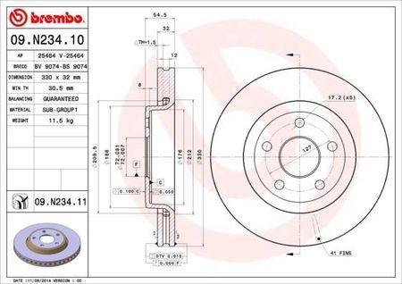 Brembo Tarcza Ham.Przod Jeep Grand Cherokee 10- 09.N234.11