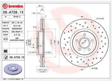 Brembo Tarcza Ham.Przod Volvo S40/V50 04- 09.A728.1X