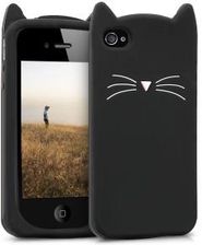 Kwmobile Etui z wzorem kot dla Apple iPhone 4 / 4S - czarny (1613102)