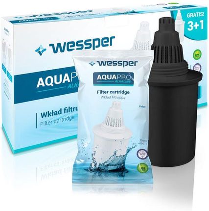 Wessper Filtr wody do dzbanka AquaPro Alkaline 4 szt. Czarny WES027-BK-4