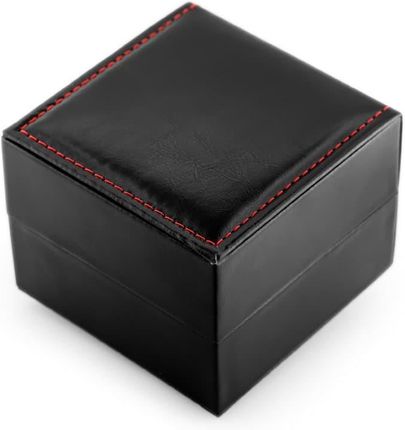Tayama Prezentowe Pudełko Na Zegarek Eko Czarne Przeszywane Czerwoną Nicią Połysk