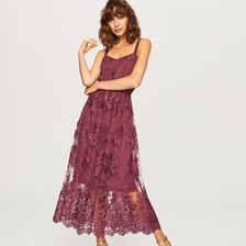 Reserved - Koronkowa sukienka midi - Fioletowy - Ceny i opinie 
