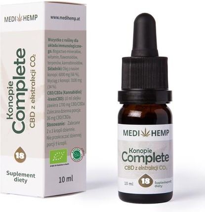 Medihemp Complete 18 naturalny olejek CBD/CBDa z ekstrakcji CO2 10 ml