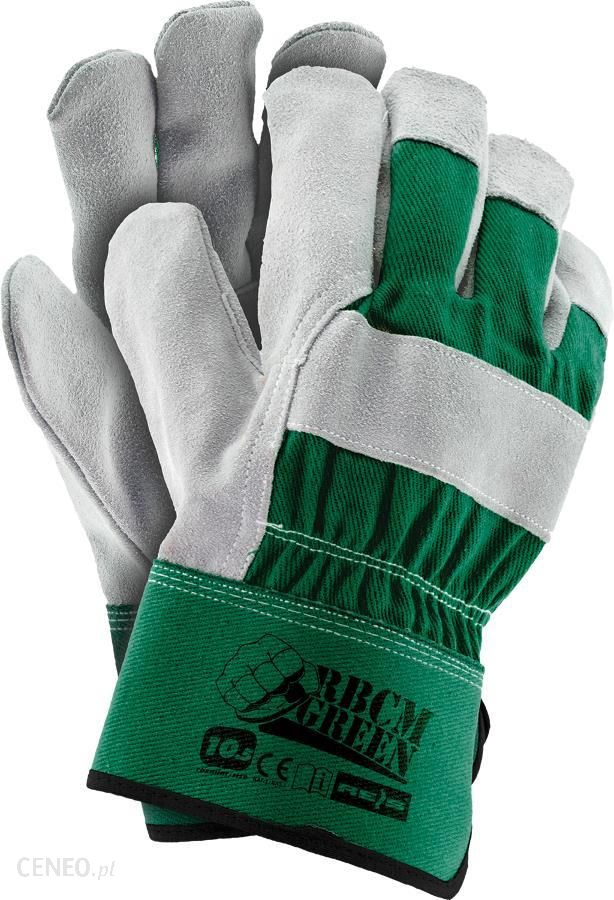 Перчатки RLCSLUXOR, быч кожа, бел, Raw-Pol (10). Перчатки защитные зеленые. Перчатки кожаные с усилением.