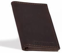 Ciemno brązowy skórzany portfel slim wallet brodrene sw03