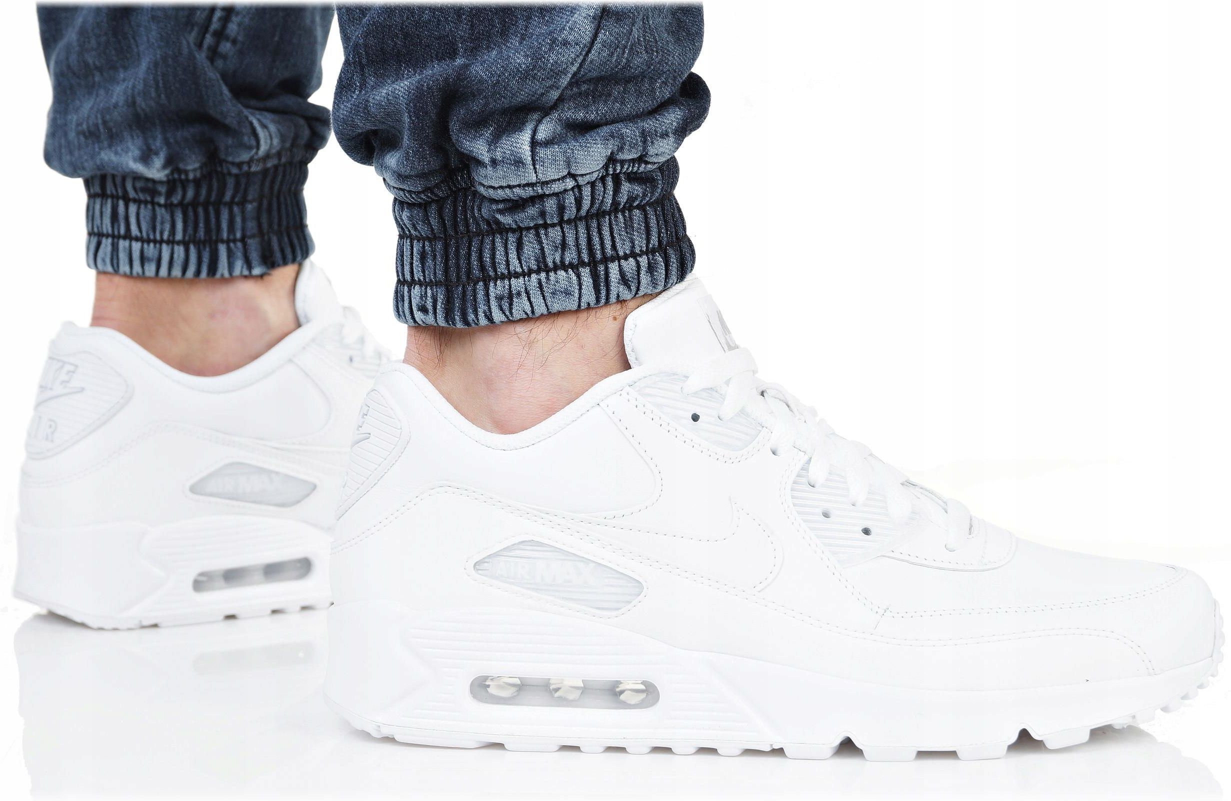 Buty Nike Air Max 90 Leather 302519 113 Białe Ceny i BUTY MĘSKIE LIFESTYLE NIKE AIR MAX 90 LEATHER BIAŁE 302519