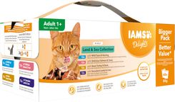 IAMS Mokra karma w saszetkach IAMS Delights dla dorosłych kotów z wyborem mięsnych i rybnych smaków w galarecie 48x85g