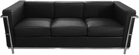 King Home Sofa Trzyosobowa Soft Lc2 Czarna Włoska Skóra Naturalna T011A3Sblack